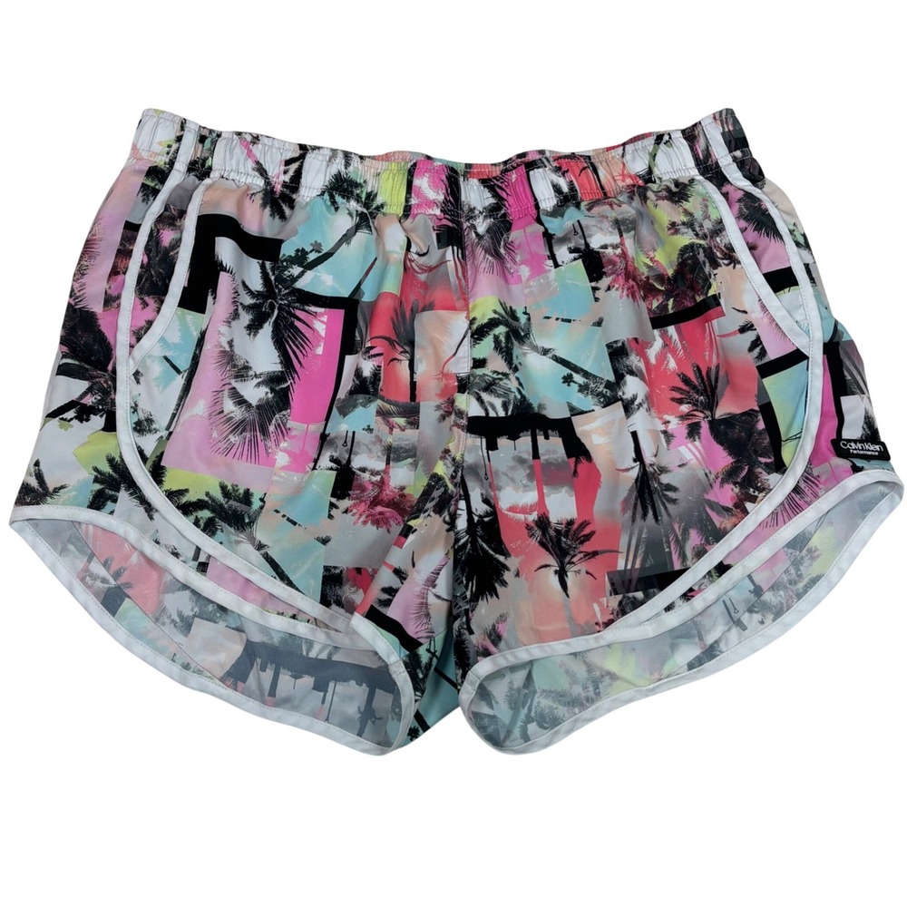 Calvin Klein Performance Womens XL Tropical Print Athletic Running Shorts